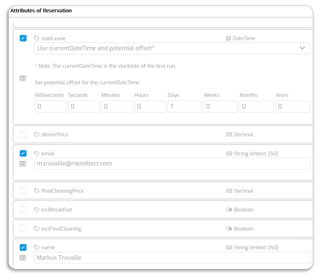 Test data injection based on the domain model.